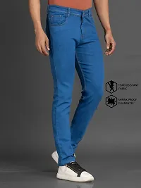 Stylish Blue Denim Solid Mid-Rise Jeans For Men-thumb2