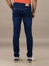 Stylish Blue Solid Denim Mid-Rise Jeans For Men-thumb1