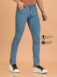 Stylish Blue Denim Solid Mid-Rise Jeans For Men-thumb2