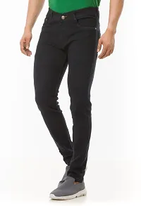 Stylish Black Solid Denim Mid-Rise Jeans For Men-thumb4