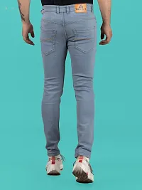 Stylish Denim Grey Slim Fit Mid-Rise Jeans For Men-thumb1