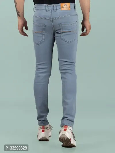 Stylish Denim Grey Slim Fit Mid-Rise Jeans For Men-thumb2