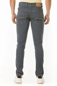 Stylish Grey Solid Denim Mid-Rise Jeans For Men-thumb1