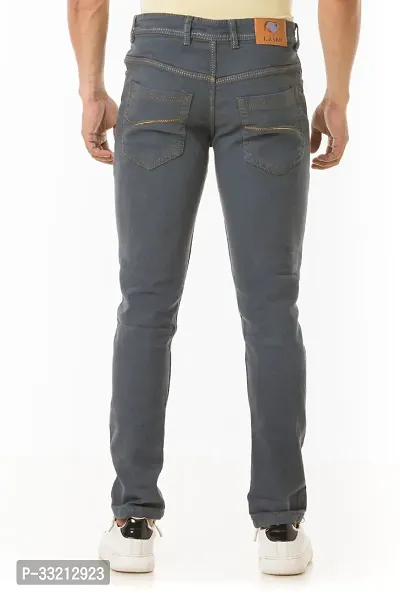 Stylish Grey Solid Denim Mid-Rise Jeans For Men-thumb2