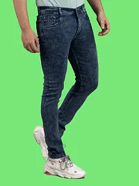 Stylish Blue Denim Solid Mid-Rise Jeans For Men-thumb2