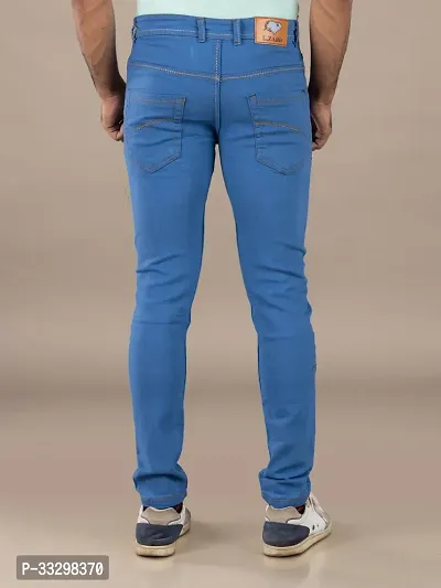 Stylish Denim Blue Slim Fit Mid-Rise Jeans For Men-thumb2