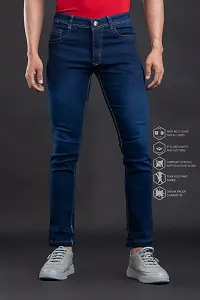 Stylish Blue Denim Faded Mid-Rise Jeans For Men-thumb1