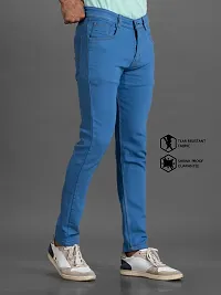 Stylish Denim Blue Slim Fit Mid-Rise Jeans For Men-thumb2