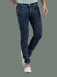 Stylish Blue Denim Solid Mid-Rise Jeans For Men-thumb3