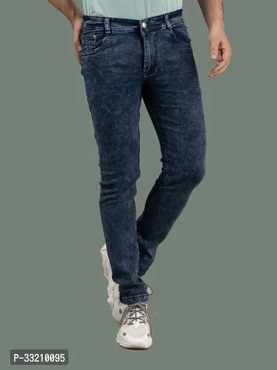 Stylish Blue Denim Solid Mid-Rise Jeans For Men-thumb4