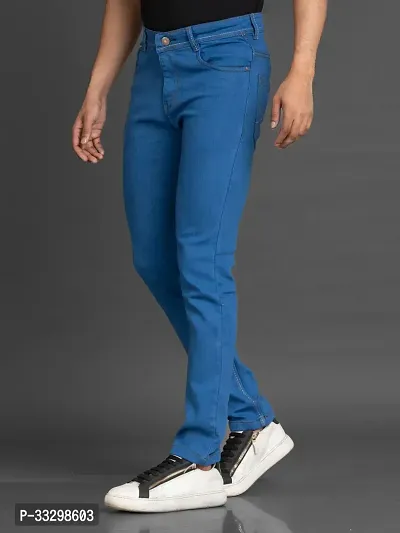 Stylish Denim Blue Slim Fit Mid-Rise Jeans For Men-thumb4