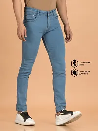 Stylish Grey Solid Denim Mid-Rise Jeans For Men-thumb2