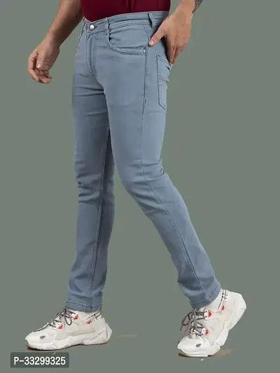 Stylish Denim Blue Slim Fit Mid-Rise Jeans For Men