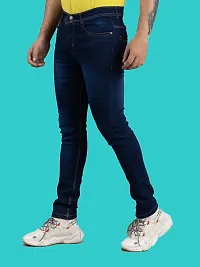 Stylish Blue Denim Faded Mid-Rise Jeans For Men-thumb1