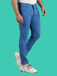 Stylish Blue Denim Solid Mid-Rise Jeans For Men-thumb2