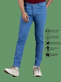 Stylish Blue Denim Solid Mid-Rise Jeans For Men-thumb1