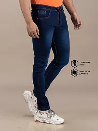 Stylish Blue Denim Faded Mid-Rise Jeans For Men-thumb2