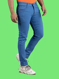 Stylish Blue Denim Solid Mid-Rise Jeans For Men-thumb2