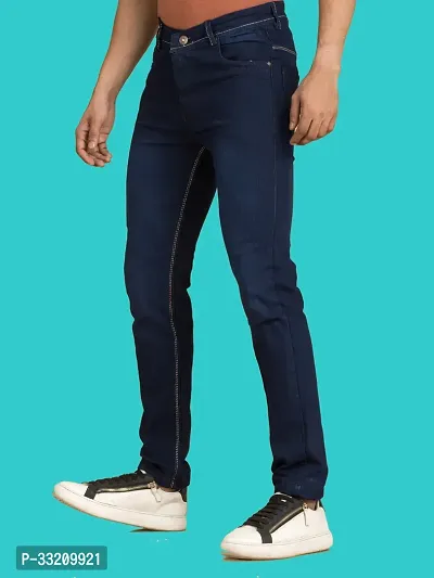 Stylish Blue Denim Faded Mid-Rise Jeans For Men