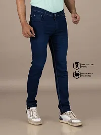 Stylish Blue Solid Denim Mid-Rise Jeans For Men-thumb2