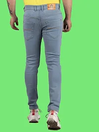 Stylish Grey Denim Solid Mid-Rise Jeans For Men-thumb1