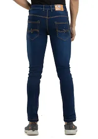 Stylish Navy Blue Solid Denim Mid-Rise Jeans For Men-thumb1