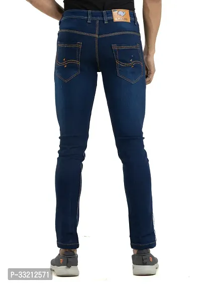 Stylish Navy Blue Solid Denim Mid-Rise Jeans For Men-thumb2