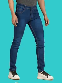 Stylish Blue Denim Faded Mid-Rise Jeans For Men-thumb2