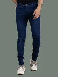 Stylish Blue Denim Faded Mid-Rise Jeans For Men-thumb3