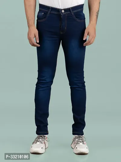 Stylish Blue Denim Faded Mid-Rise Jeans For Men-thumb4