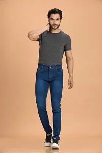 Stylish Blue Denim Faded Mid-Rise Jeans For Men-thumb2