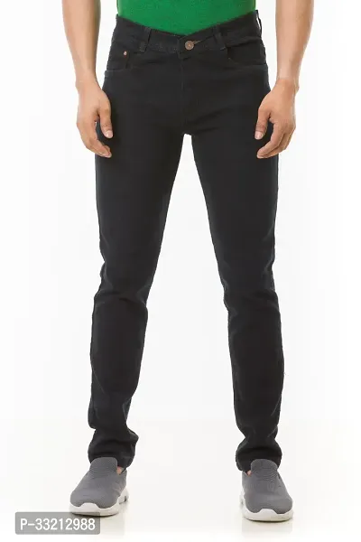 Stylish Black Solid Denim Mid-Rise Jeans For Men-thumb0