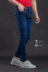 Stylish Blue Denim Faded Mid-Rise Jeans For Men-thumb2