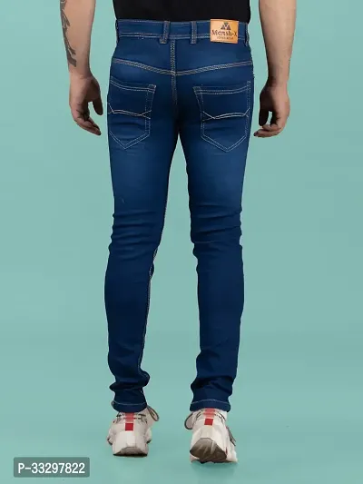 Stylish Denim Blue Slim Fit Mid-Rise Jeans For Men-thumb2