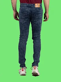 Stylish Blue Denim Solid Mid-Rise Jeans For Men-thumb1