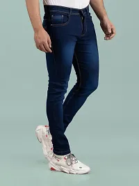 Stylish Denim Blue Slim Fit Mid-Rise Jeans For Men-thumb2