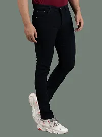 Stylish Black Denim Solid Mid-Rise Jeans For Men-thumb2