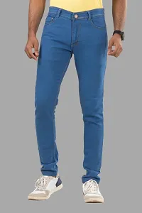 Stylish Blue Denim Solid Mid-Rise Jeans For Men-thumb1