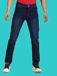 Stylish Blue Denim Faded Mid-Rise Jeans For Men-thumb1