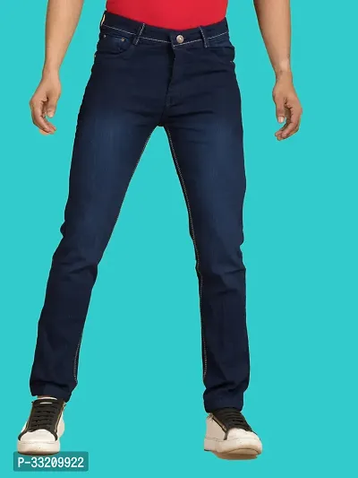 Stylish Blue Denim Faded Mid-Rise Jeans For Men-thumb2