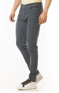 Stylish Grey Solid Denim Mid-Rise Jeans For Men-thumb3