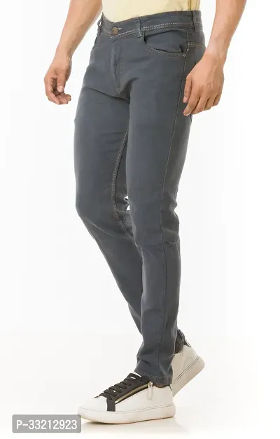 Stylish Grey Solid Denim Mid-Rise Jeans For Men-thumb4