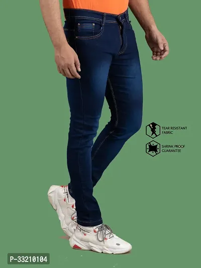 Stylish Blue Denim Faded Mid-Rise Jeans For Men-thumb3