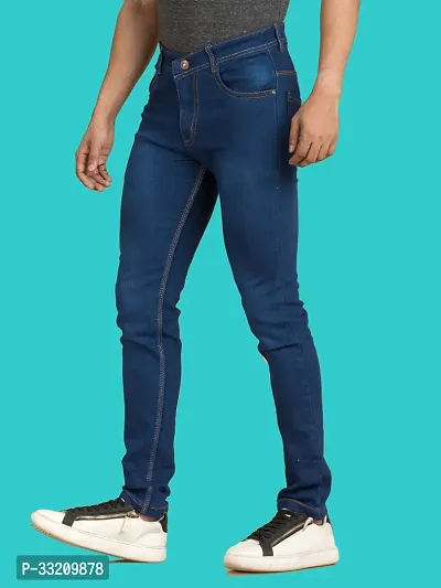 Stylish Blue Denim Faded Mid-Rise Jeans For Men-thumb0