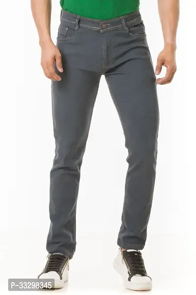 Stylish Denim Grey Slim Fit Mid-Rise Jeans For Men