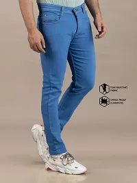 Stylish Blue Denim Solid Mid-Rise Jeans For Men-thumb2