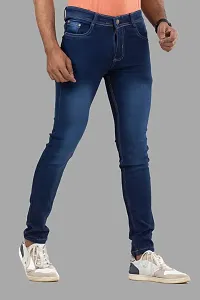 Stylish Denim Blue Slim Fit Mid-Rise Jeans For Men-thumb2