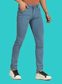 Stylish Blue Denim Solid Mid-Rise Jeans For Men-thumb2