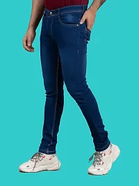 Stylish Blue Denim Faded Mid-Rise Jeans For Men-thumb3