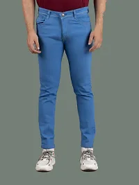 Stylish Blue Denim Solid Mid-Rise Jeans For Men-thumb3